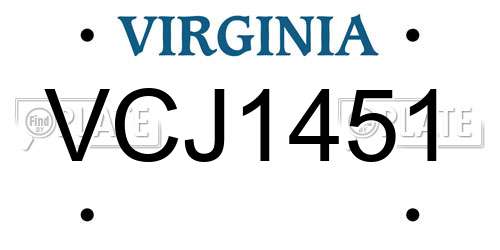 VCJ1451 Virginia License Plate
