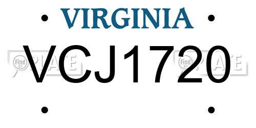 VCJ1720 Virginia License Plate