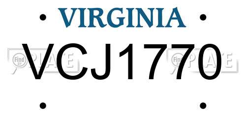 VCJ1770 Virginia License Plate