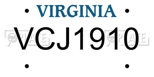 VCJ1910 Virginia License Plate