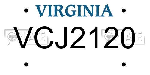 VCJ2120 Virginia License Plate