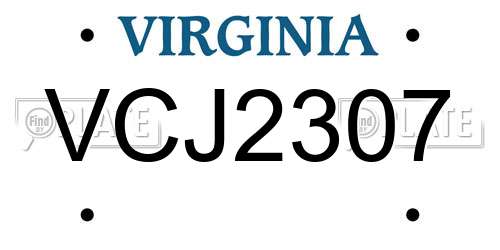 VCJ2307 Virginia License Plate