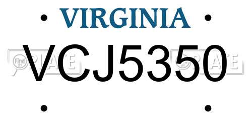 VCJ5350 Virginia License Plate