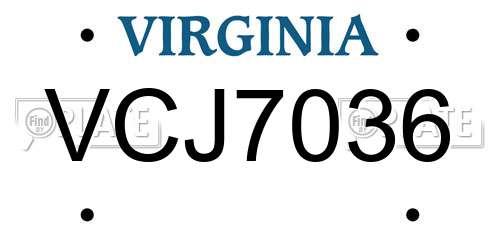 VCJ7036 Virginia License Plate