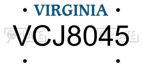 VCJ8045 Virginia License Plate