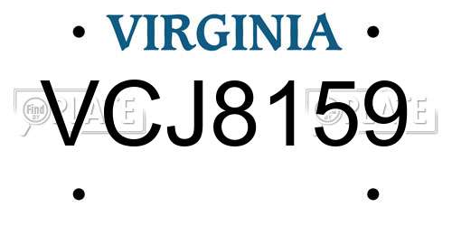 VCJ8159 Virginia License Plate