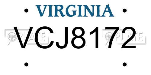 VCJ8172 Virginia License Plate