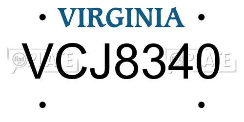 VCJ8340 Virginia License Plate