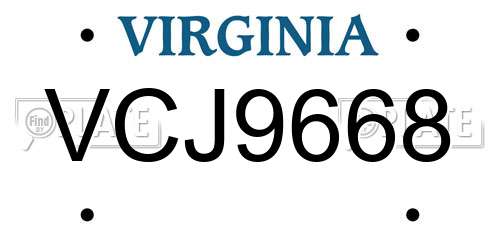 VCJ9668 Virginia License Plate