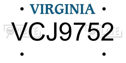 VCJ9752 Virginia License Plate