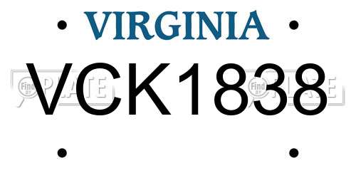 VCK1838 Virginia License Plate