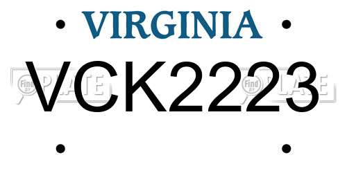 VCK2223 Virginia License Plate