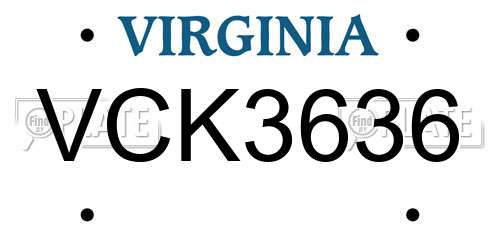 VCK3636 Virginia License Plate