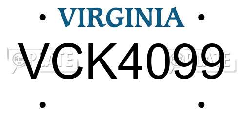 VCK4099 Virginia License Plate