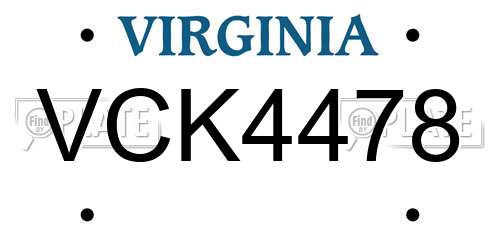 VCK4478 Virginia License Plate