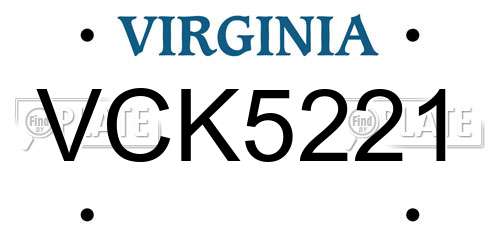 VCK5221 Virginia License Plate