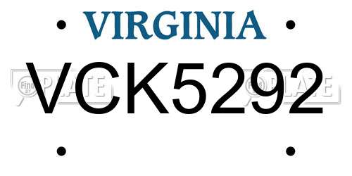 VCK5292 Virginia License Plate
