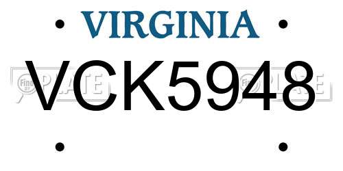 VCK5948 Virginia License Plate