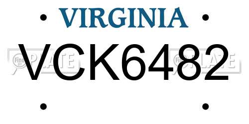 VCK6482 Virginia License Plate