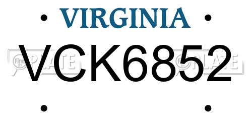 VCK6852 Virginia License Plate