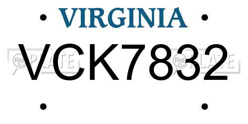VCK7832 Virginia License Plate