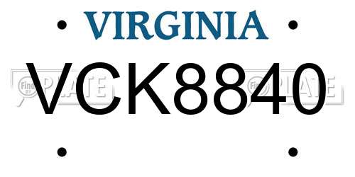 VCK8840 Virginia License Plate