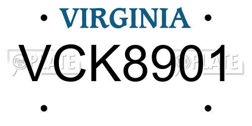 VCK8901 Virginia License Plate