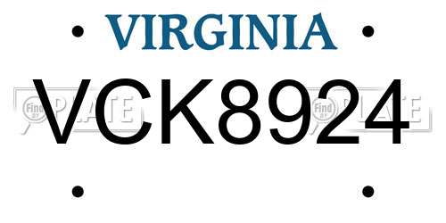 VCK8924 Virginia License Plate