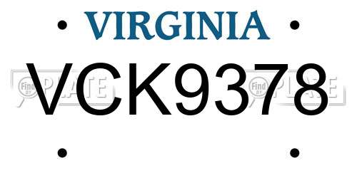 VCK9378 Virginia License Plate