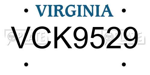 VCK9529 Virginia License Plate
