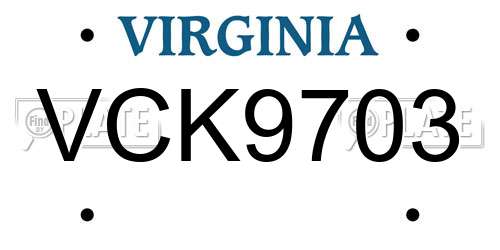 VCK9703 Virginia License Plate