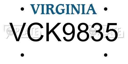 VCK9835 Virginia License Plate