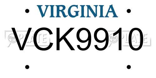 VCK9910 Virginia License Plate