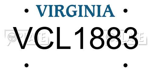 VCL1883 Virginia License Plate