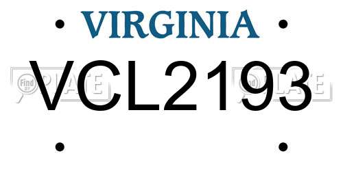 VCL2193 Virginia License Plate