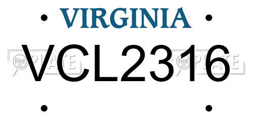 VCL2316 Virginia License Plate