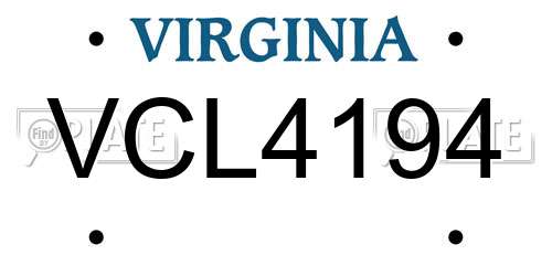 VCL4194 Virginia License Plate
