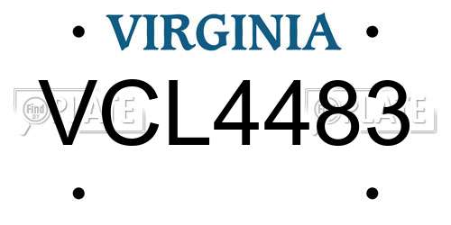 VCL4483 Virginia License Plate