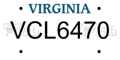 VCL6470 Virginia License Plate