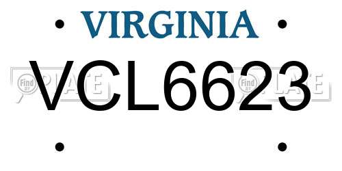 VCL6623 Virginia License Plate