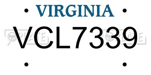 VCL7339 Virginia License Plate