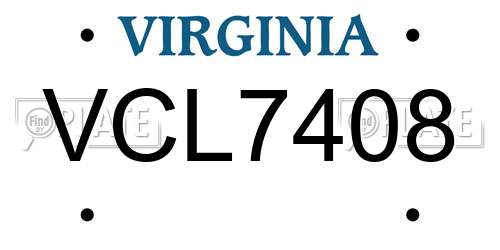 VCL7408 Virginia License Plate