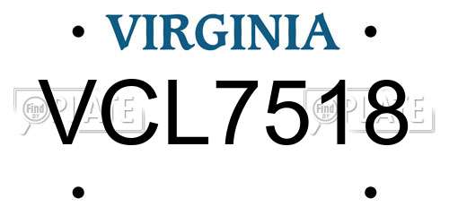 VCL7518 Virginia License Plate