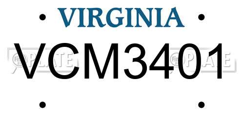 VCM3401 Virginia License Plate