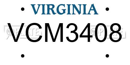 VCM3408 Virginia License Plate
