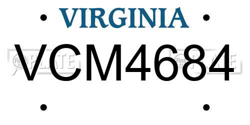 VCM4684 Virginia License Plate