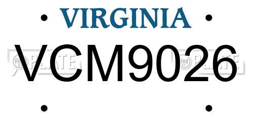 VCM9026 Virginia License Plate