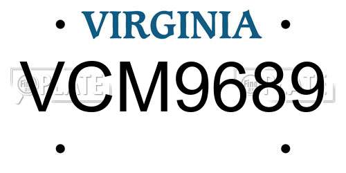 VCM9689 Virginia License Plate
