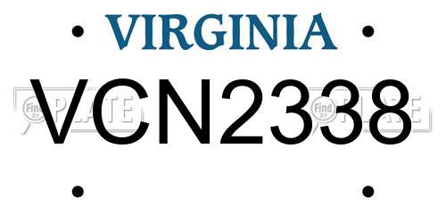 VCN2338 Virginia License Plate