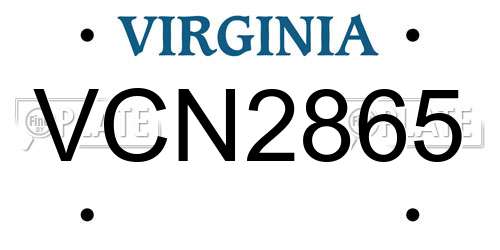 VCN2865 Virginia License Plate